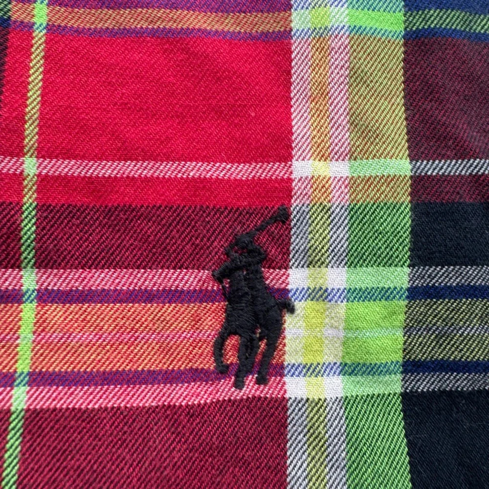 Ralph Lauren Boys XL Red Plaid Button Down Shirt Pony Logo Cotton Preppy Classic